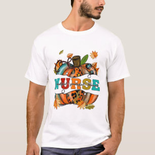 Nurse Dankful Dankbarkeit gesegnet Pumpkin Leopard T-Shirt