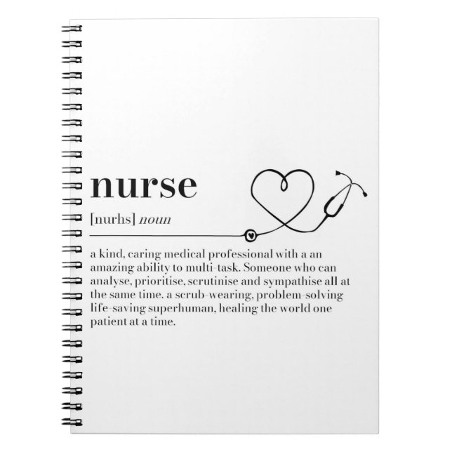 Nurse Definition Notebook Notizblock (Vorderseite)