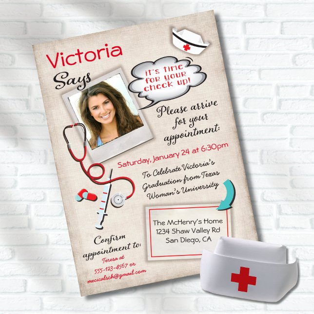 Nurse Doctor Medical Graduation Prescription Einladung (Von Creator hochgeladen)