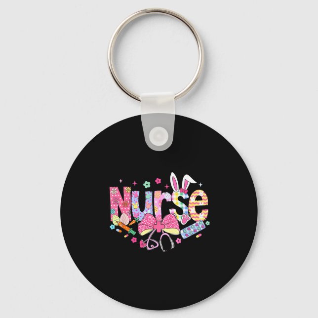 Nurse Easter Day Cute Coquette Stethoscope Nursing Schlüsselanhänger (Vorderseite)