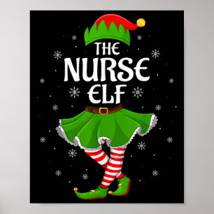 Nurse Elf Christmas Family Girls Elf Squad Frauen Poster