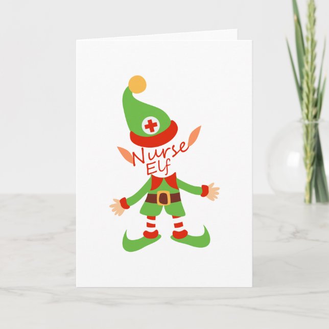 Nurse Elf Weihnachtsgeschenke Feiertagskarte (Vorderseite)