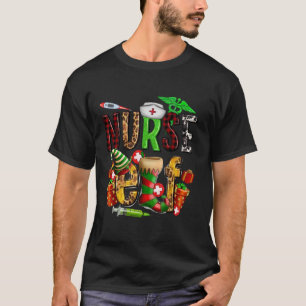 Nurse Elf Weihnachtsnacht Krankenpflege Leben Buff T-Shirt