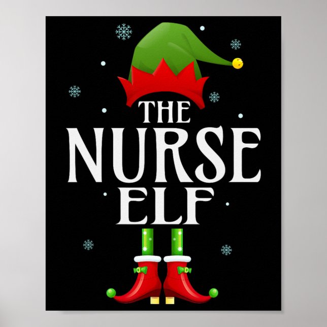 Nurse Elf Xmas Funny Family Matching Weihnachten P Poster (Vorne)