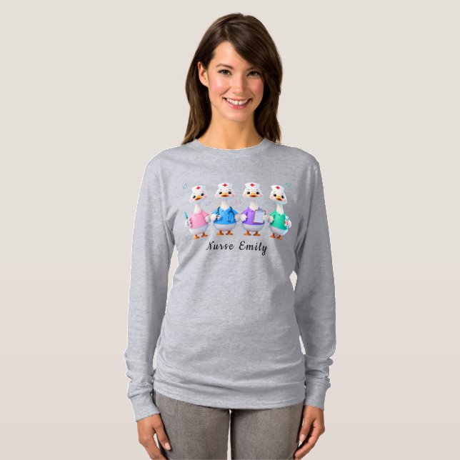 Nurse Emily Long Sleeve Gray Goose T-Shirt (Vorne ganz)