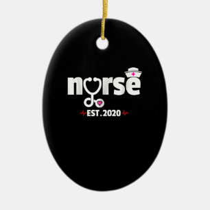 Nurse Est 2020 RN Nursing School Abschluss Keramik Ornament
