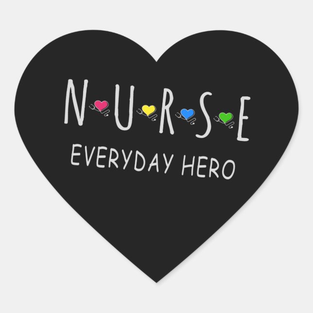 Nurse Everyday Hero Herz-Aufkleber (Vorderseite)