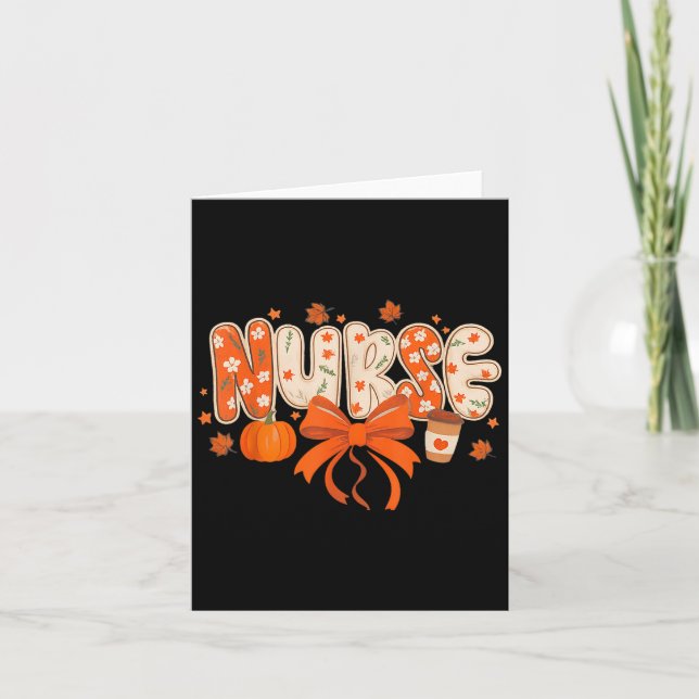 Nurse Fall Autumn Pumpkin Sce Coffee Thanksgiving  Karte (Vorderseite)