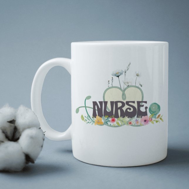 Nurse Floral Garden Your Name Kaffeetasse (Von Creator hochgeladen)