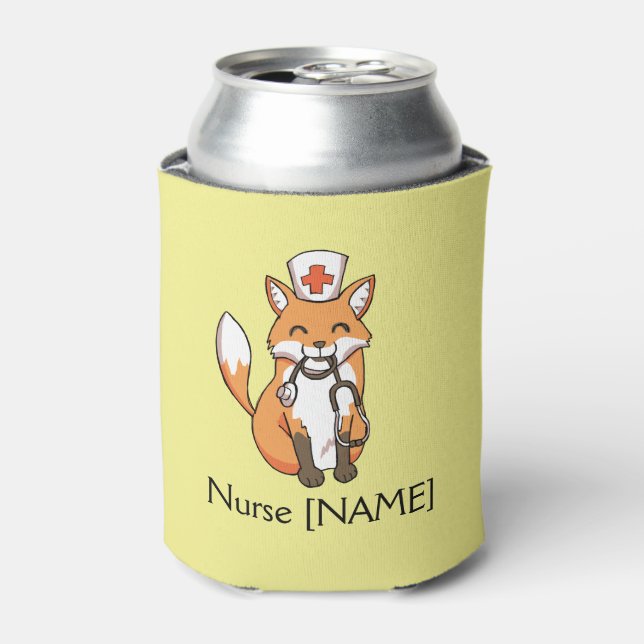 Nurse Fox Zeichne Niedlichen Vorlagenhalter Dosenkühler (Kanne Vorderseite)