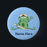 Nurse Frog Button<br><div class="desc">Entwurf von Cheryl Seslar unter www.digiwebstudio.com</div>