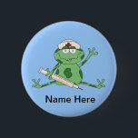Nurse Frog Button<br><div class="desc">Entwurf von Cheryl Seslar unter www.digiwebstudio.com</div>