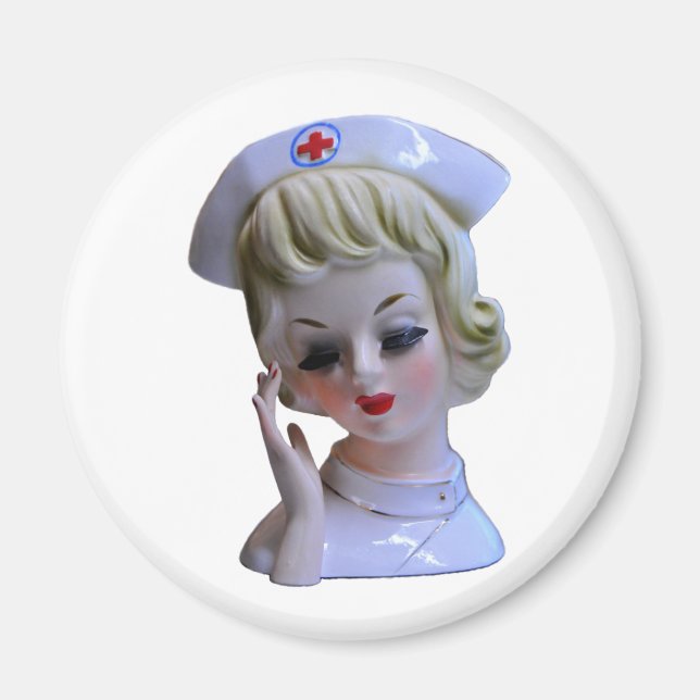 Nurse Front Line Hero Lady Head Vase Magnet (Vorne)