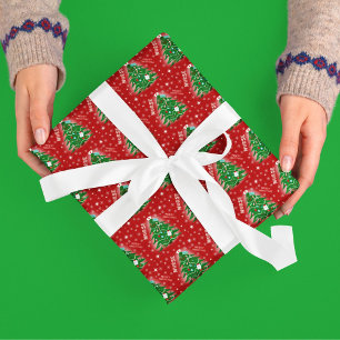 Nurse Frory Christmas Tree Red Background Geschenkpapier