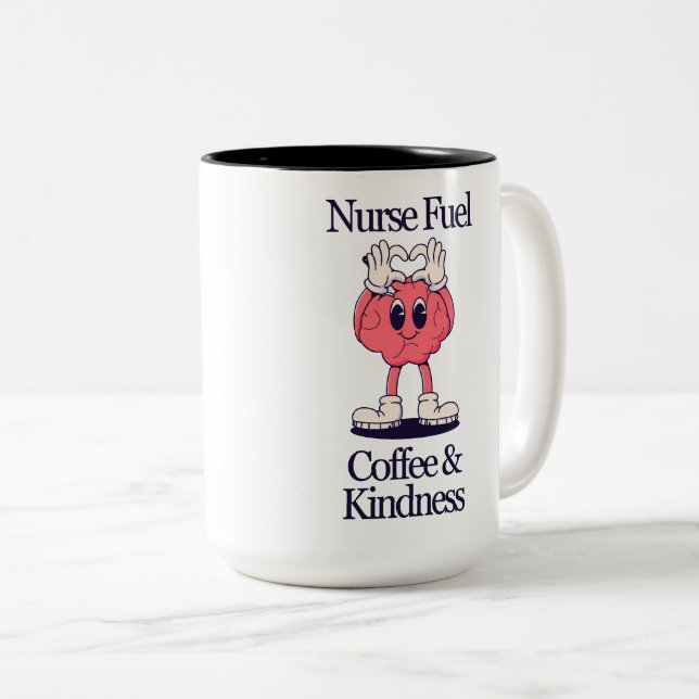 Nurse Fuel - Kaffee- und Kindesdesign Zweifarbige Tasse (VorderseiteRechts)