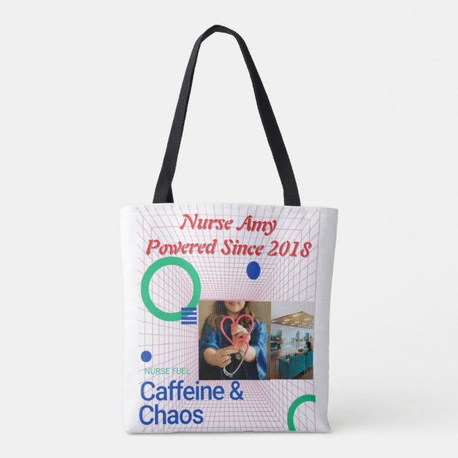 Nurse Fuel Tote Bag - Funny Coffein & Chaos Nurse Tasche (Rückseite)