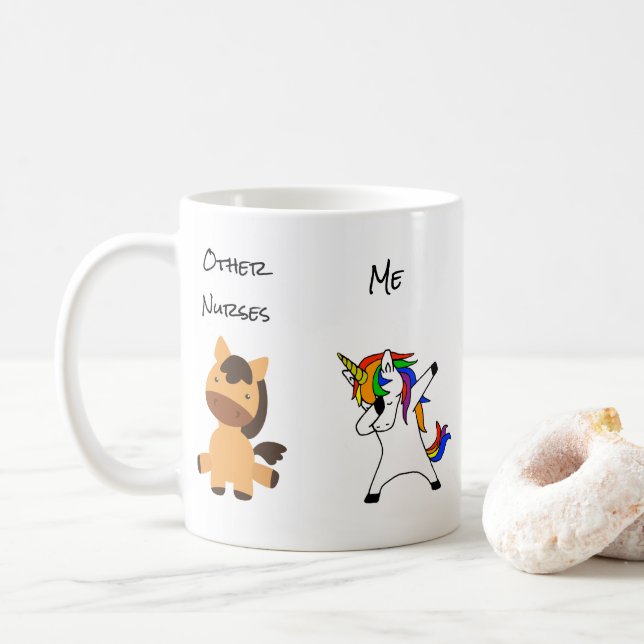 Nurse Funny Dabbing Einhorn Pferd Kaffeetasse (Mit Donut)