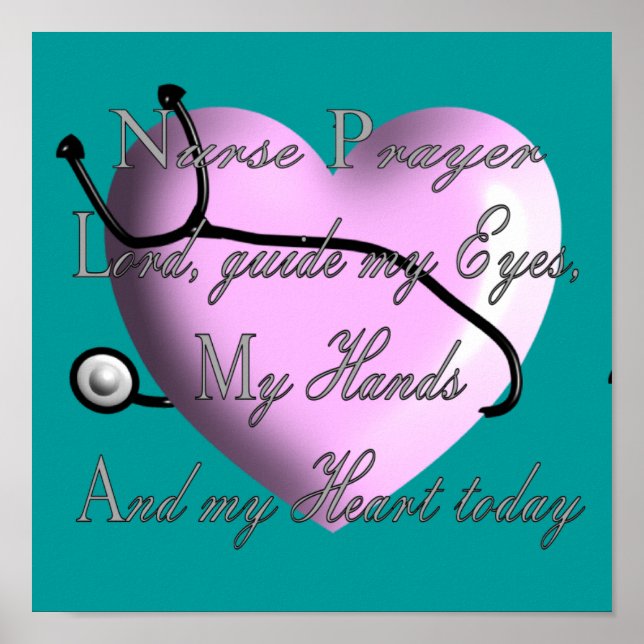 Nurse Gebet Art Poster - Rosa Embossed Herz (Vorne)