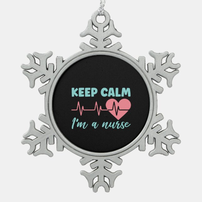 Nurse Geschenk Behalt Ruhe ich bin eine Krankensch Schneeflocken Zinn-Ornament (Vorderseite)