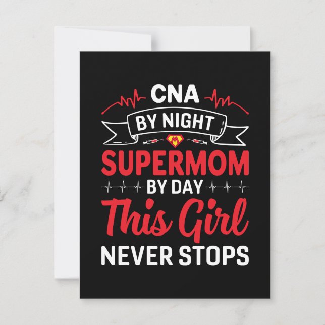 Nurse Geschenk CNA von der Nachtsupermutter Mitteilungskarte (Vorderseite)