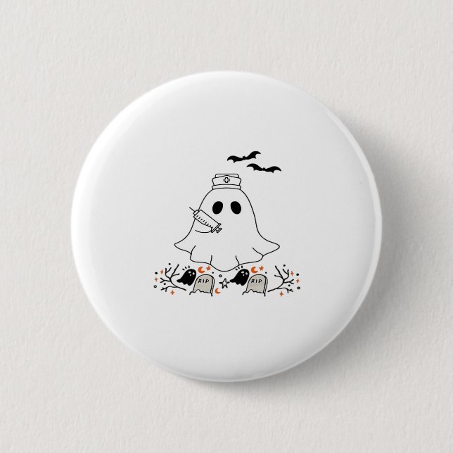 Nurse Ghost Cute Halloween Design Classic T-Shirt Button (Vorderseite)