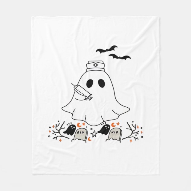Nurse Ghost Niedlich Halloween Design Classic T -  Fleecedecke (Vorderseite)