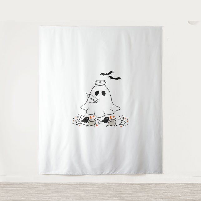 Nurse Ghost Niedlich Halloween Design Classic T -  Wandteppich (Vorderseite)