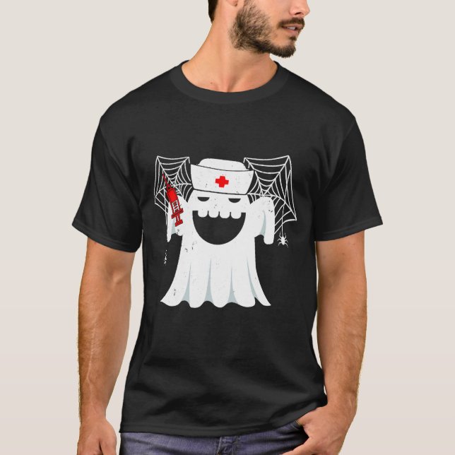Nurse Ghost Scrub Top Halloween Kostüm für Kranken (Vorderseite)