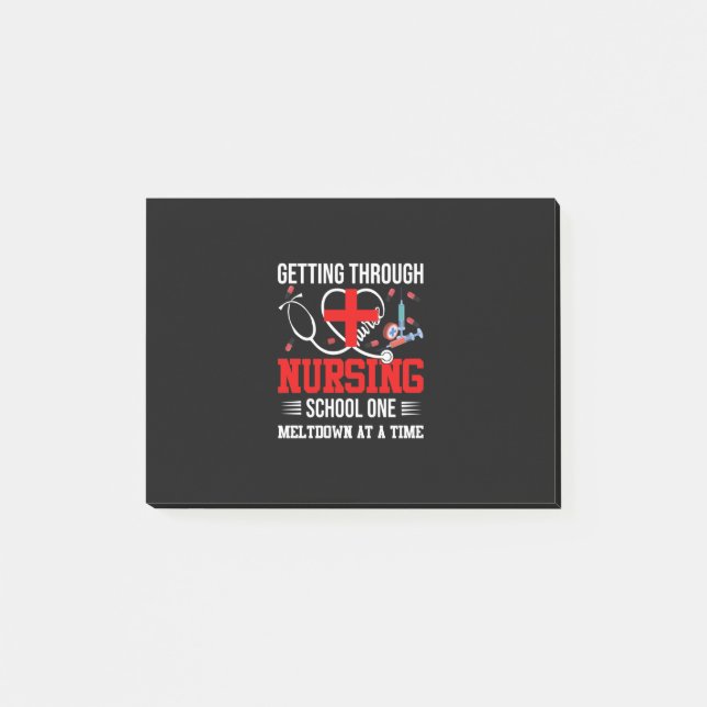 Nurse Gift | Getting Through Nursing School One Post-it Klebezettel (Vorderseite)