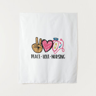 Nurse Gift Peace Liebe nähren Wandteppich
