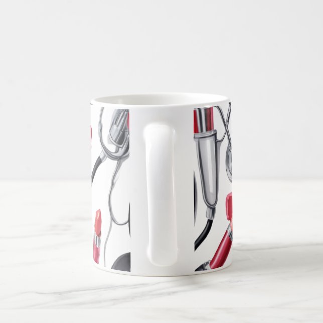Nurse Glam - Stethoscope & Lipstick Pattern Kaffeetasse (Henkel)