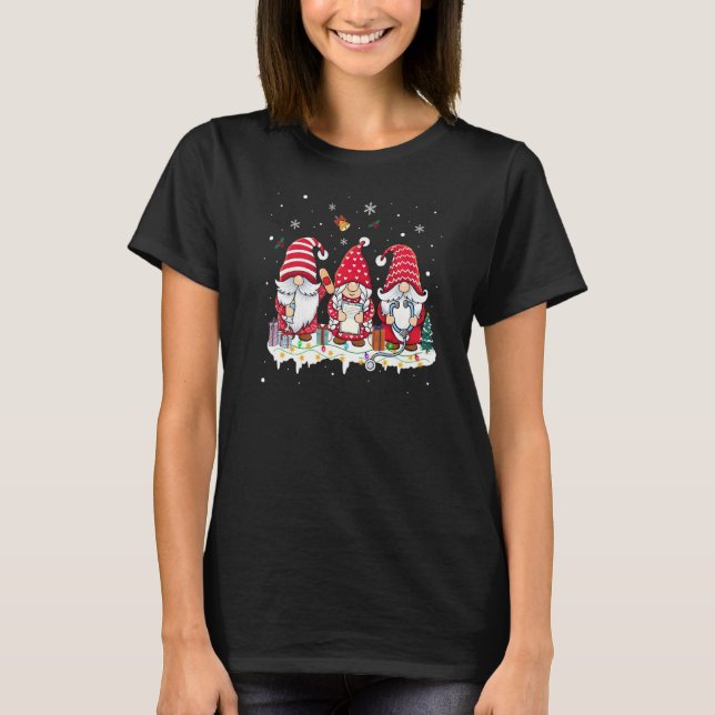 Nurse Gnomes Weihnachtslicht Krankenpflege T-Shirt (Vorderseite)