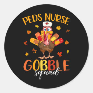 Nurse Gobble Squad Türkei Pilgrim Erntedank Fal Runder Aufkleber