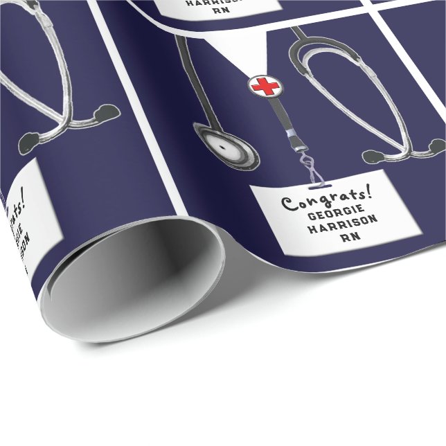 Nurse Graduation Gift Wrapping Paper Geschenkpapier (Rolleneckpunkt)