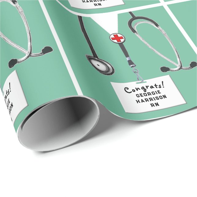 Nurse Graduation Gift Wrapping Paper Geschenkpapier (Rolleneckpunkt)