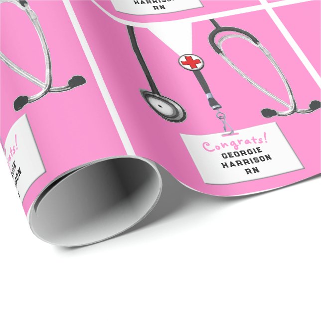 Nurse Graduation Gift Wrapping Paper Geschenkpapier (Rolleneckpunkt)