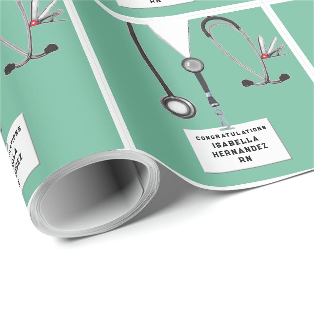 Nurse Graduation Gift Wrapping Paper Geschenkpapier (Rolleneckpunkt)