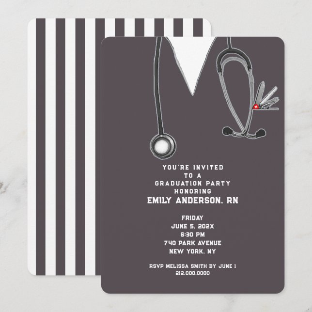 Nurse Graduation Party Einladung (Vorne/Hinten)