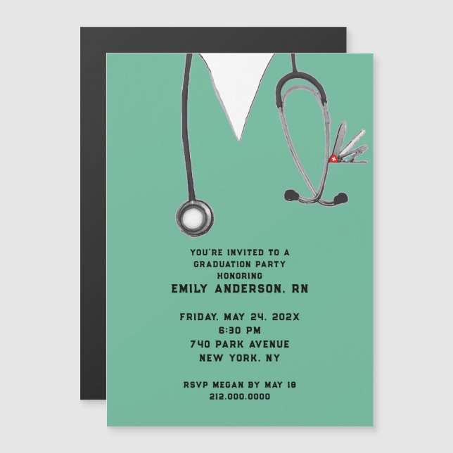 Nurse Graduation Party Magneteinladung (Vorne/Hinten)
