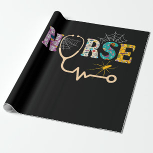 Nurse Halloween-Geschenk mit Pumpkin-Boo-Spider Geschenkpapier