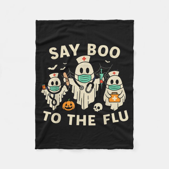 Nurse Halloween Ghost Crew Vaccine Say Boo To The  Fleecedecke (Vorderseite)