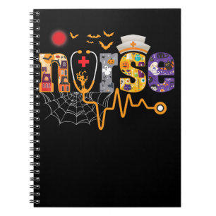 Nurse Halloween Gift With Pumpkin Boo Spider Witch Notizblock