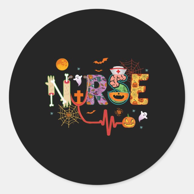 Nurse Halloween Kostüm Stethoscope Heartbeat Pump Runder Aufkleber (Vorderseite)