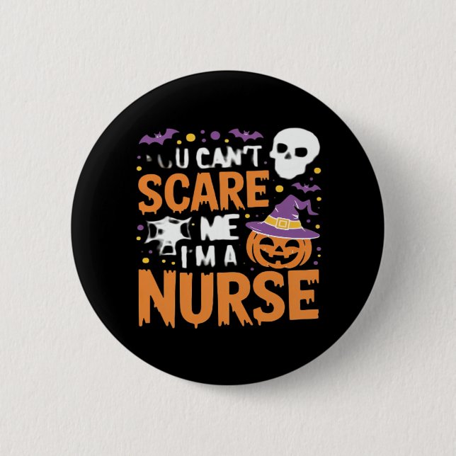 Nurse Halloween Witch Funny Nursing Essential T-Sh Button (Vorderseite)