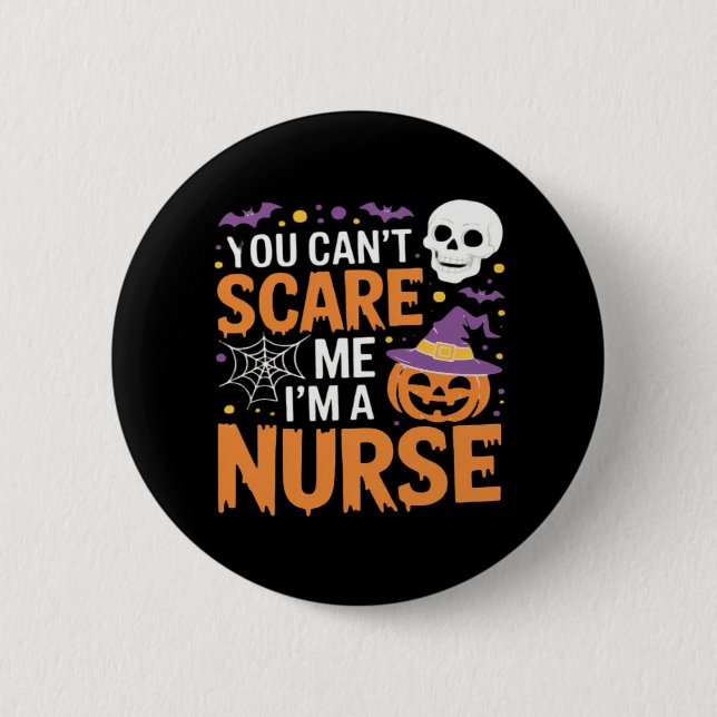 Nurse Halloween Witch Funny Nursing Essential T-Sh Button (Vorderseite)