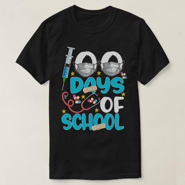 Nurse Happy 100 Days of School Celebration Outfit T-Shirt (Design vorne)