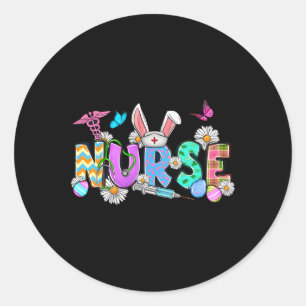 Nurse-Hasenohren-Ei-Stethoskop Süßer Osterschrubbe Runder Aufkleber