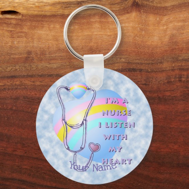 Nurse Heart individuelle Name Schlüsselanhänger (Vorderseite)