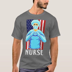 Nurse Heart USA Flag Nursing Hospital Medicinal Do T-Shirt