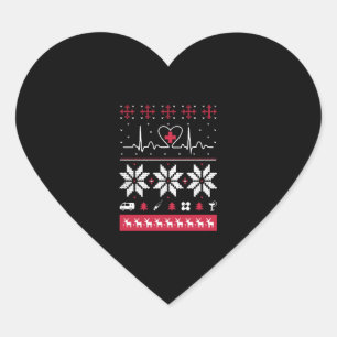 Nurse heartbeat - Ugly Christmas Sweater Herz-Aufkleber